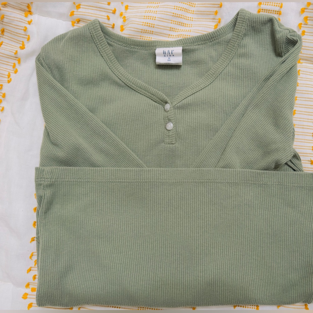 GAP Olive Ribbed Henley Shirt